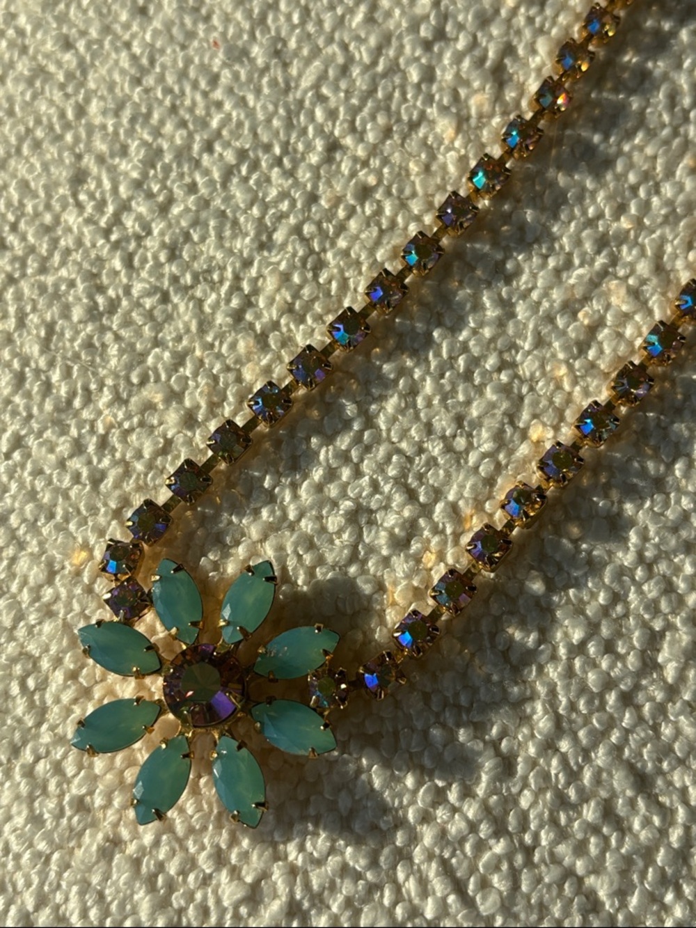 Sorrelli Gold-Tone Aqua Flower Pendant Necklace - Women Jewelry - Picture 5 of 5